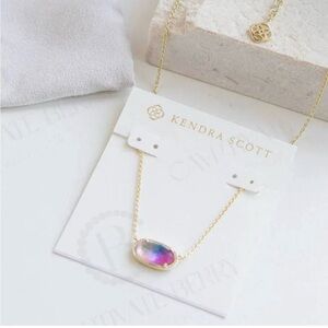 Kendra Scott Elisa Watercolor Necklace 14k Gold Plated Chain & Pendant